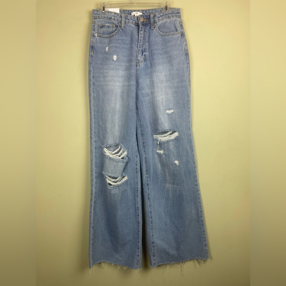 NWT BP Nordstrom Wide Leg High Rise Distressed Be Responsible Raw Hem Size 27 - Picture 5 of 12